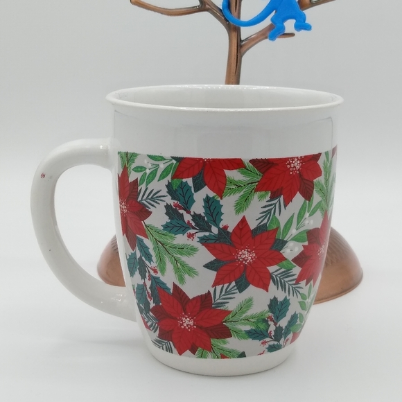 Royal Norfolk Poinsettia Christmas Holiday Oversized Coffee Mug 14oz Stoneware - Picture 3 of 10